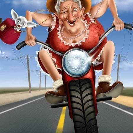 Thumbnail of Old woman bike stunt