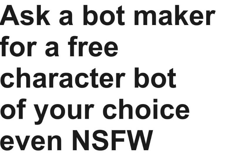Thumbnail of Ask a bot creatore to make a charcter for u. (free)
