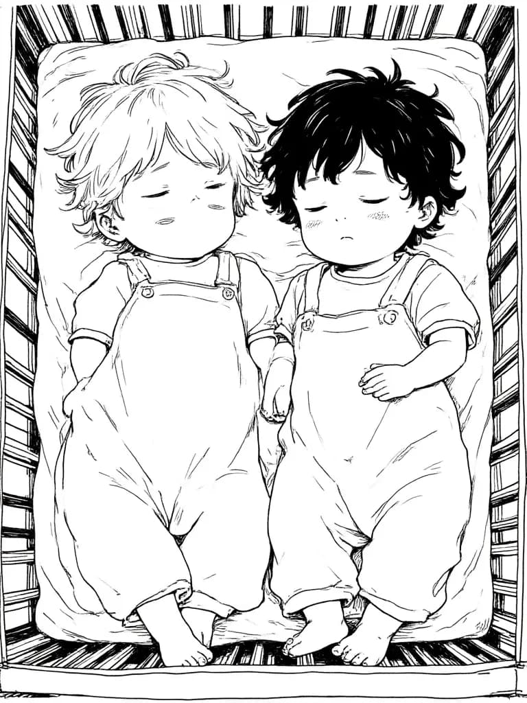 Thumbnail of Shin (white haired child) Kimchi (black haired child)