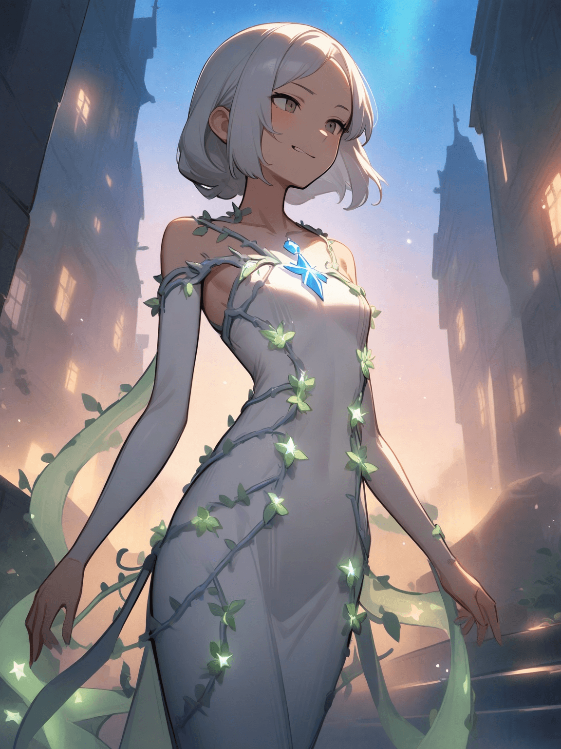 Thumbnail of Elowen, the radiant witch of the dawn. She who wields the twin blades of light and shadow. 她以光明与暗影之双刃斩敌于无形。