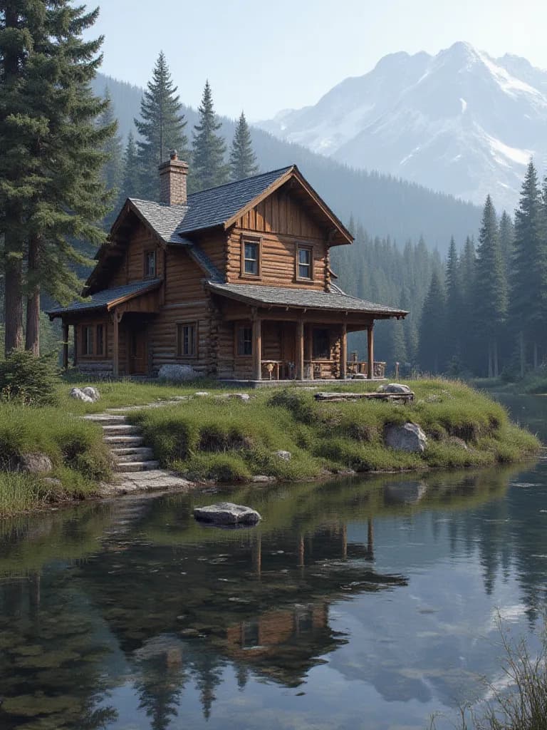 Thumbnail of A cabin near a river with an unexpected group inside. 