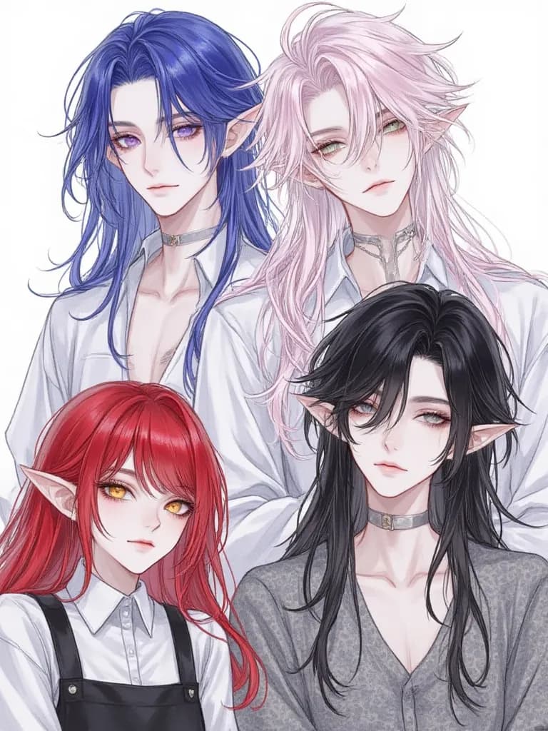 Thumbnail of Pink hair: sukuna. Black Hair: Megumi. Red Hair: Carmed. Blue Hair: brue