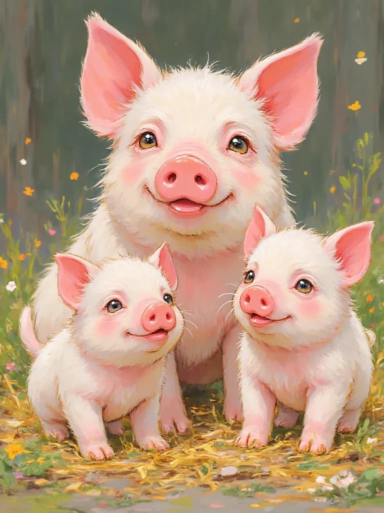 Thumbnail of Three little pigs build a house