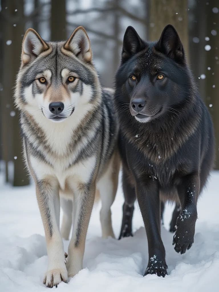 Thumbnail of The Alpha Pair - Lyra (Grey Wolf) and Fenris (Black Wolf)