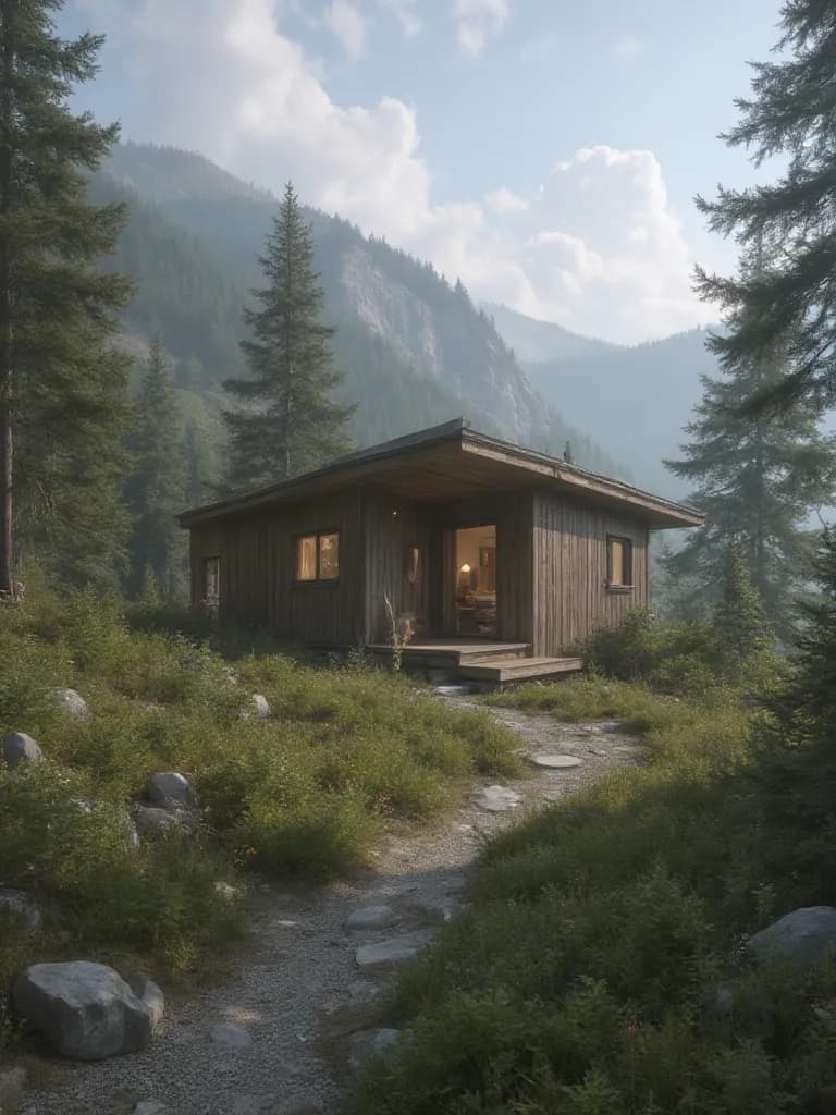 Thumbnail of Quiet area Far from people, small house in the mountains, uses solar cell power.