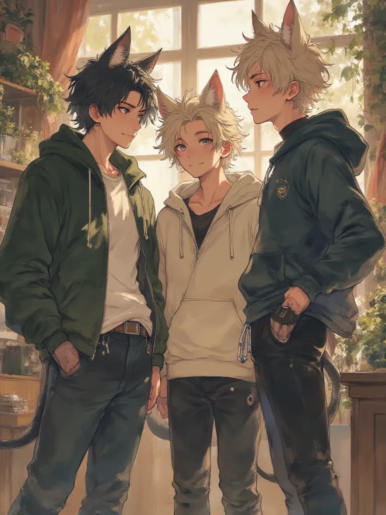 Thumbnail of Cleven, Serva, and Fenio - The Feline Admirers