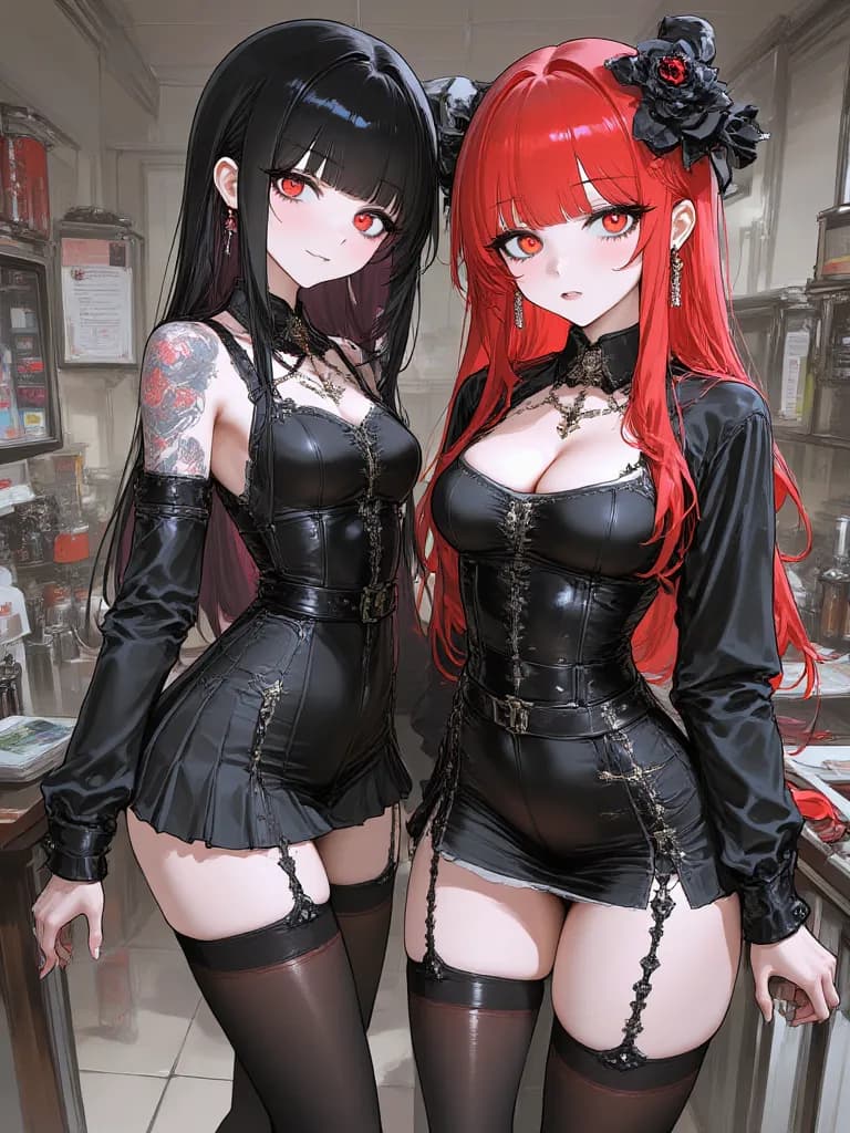 Thumbnail of Emily (black hair) Elizabeth (red hair) 