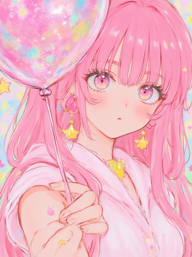 Thumbnail of Girl with pink balloon 