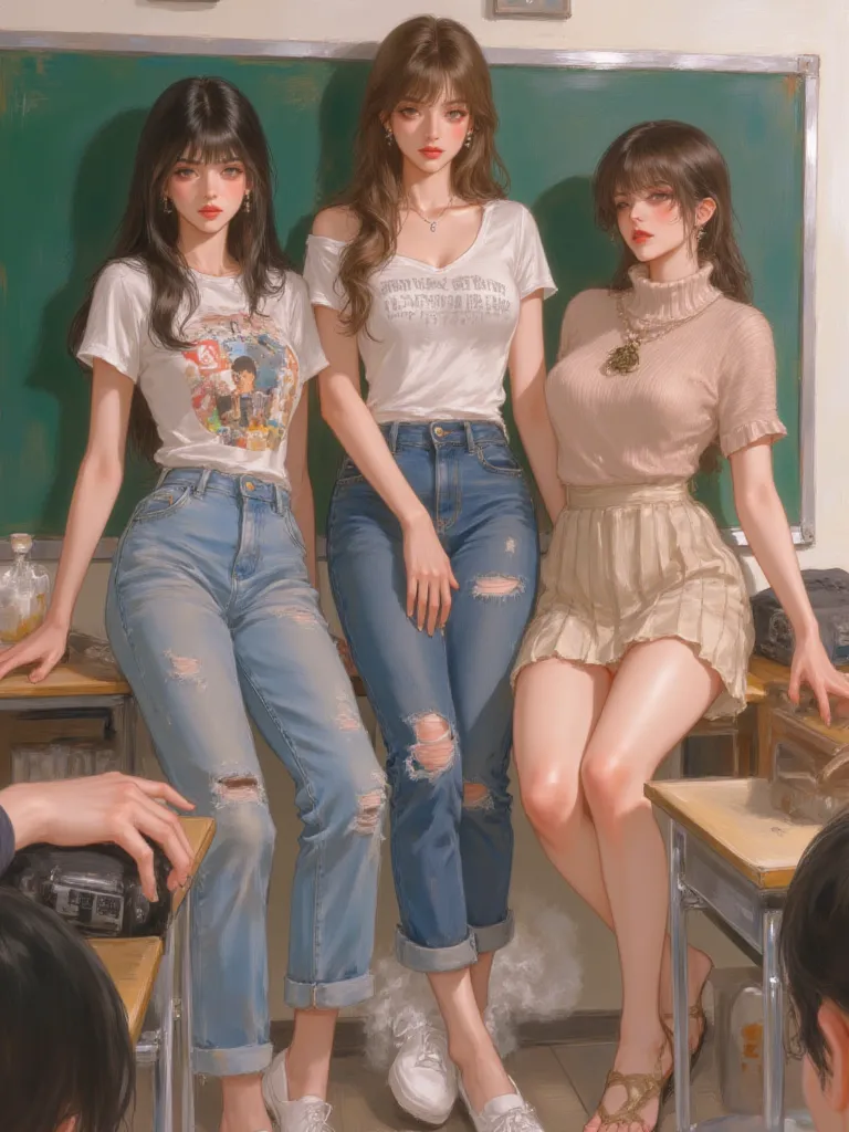 Thumbnail of Your in a classroom and everybody busy but 3 girls are looking at you🥵