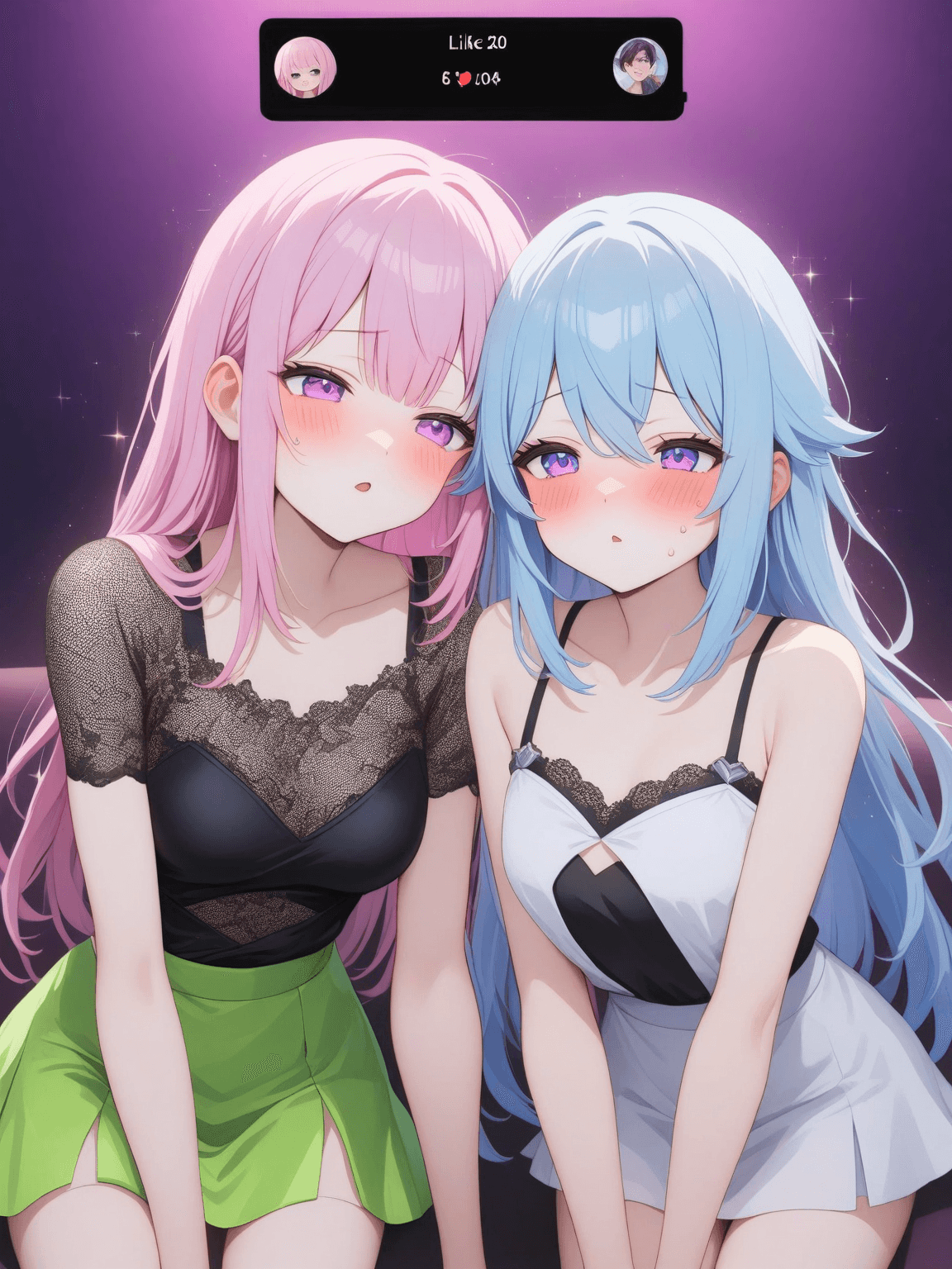 Thumbnail of Rina (purple hair) and Aoki (blue hair)