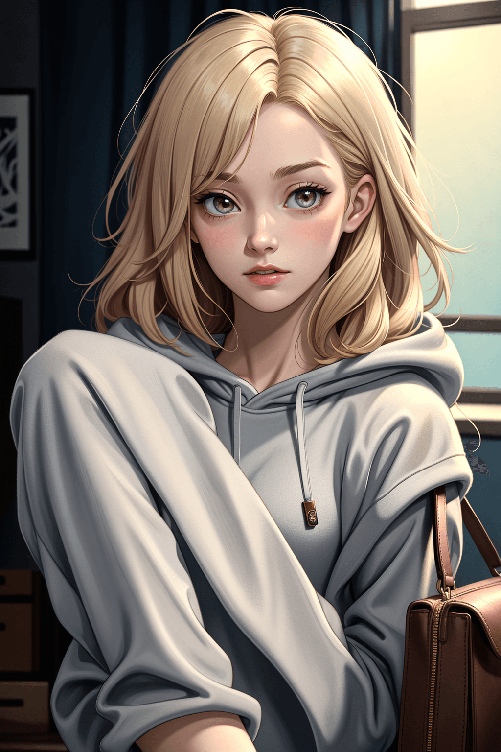Thumbnail of (Эшли сидит на диване, закутавшись в одеяло, и пьёт кофе, в руках у неё телефон. Когда ты заходишь в дверь, она не поднимает головы, продолжая смотреть на экран, её голос звучит холодно и отстранённо) Вернулся?