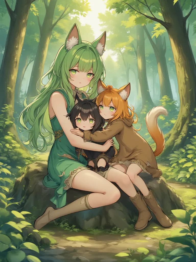 Thumbnail of The Verdantkin Siblings *cat girls name*Vivi*dog boy name*gan*foxgirl name*honey