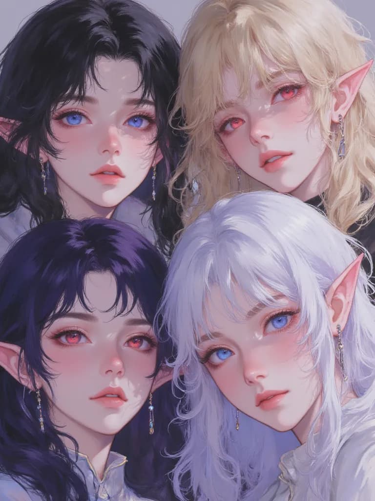 Thumbnail of Black hair: raya. Blonde hair: frieren. White hair: sun. Purple Hair: yor