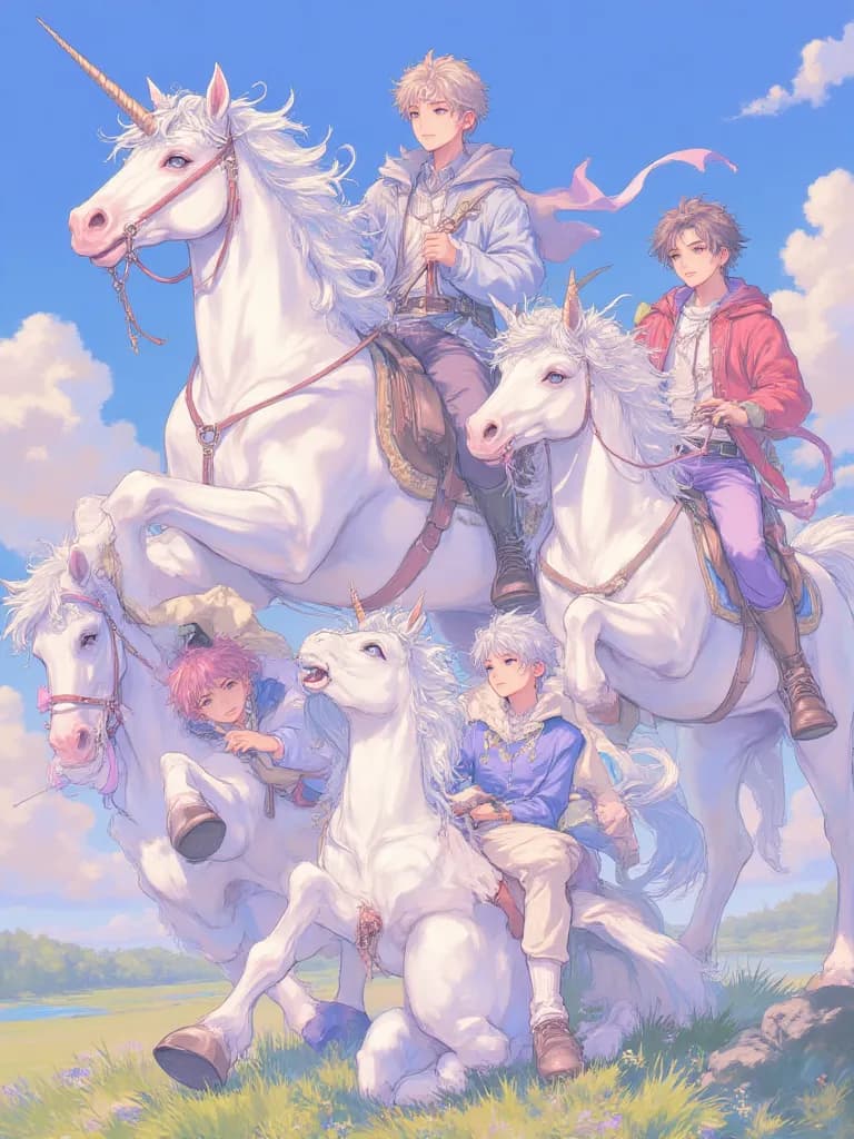 Thumbnail of BTS members unicorn riders ( Namjoon, Jin, Suga, Jhope, Jimin, V, and Jk