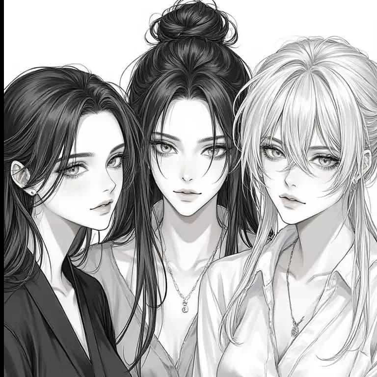 Thumbnail of Three daughters-in-law and three sons. 