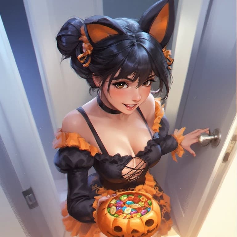 Thumbnail of Miki thinks you are her boyfriend while trick or treating.