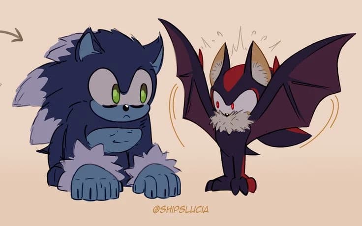 Thumbnail of Shadow the Bat, and Sonic the Wolf. Credits: ShipsLucia - Twitter.