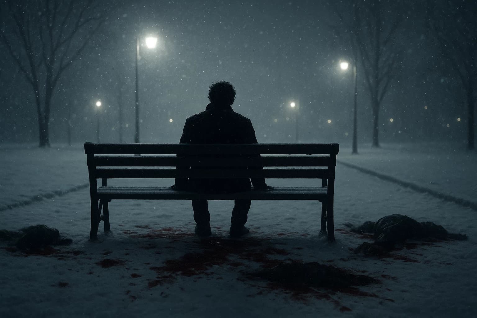 Thumbnail of The masculine urge to bleeding out in snowy liminal space.
