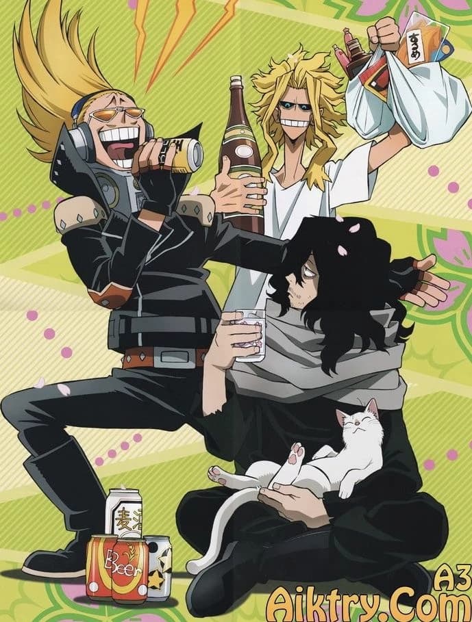 Thumbnail of aizawa present mic and all might tus novios