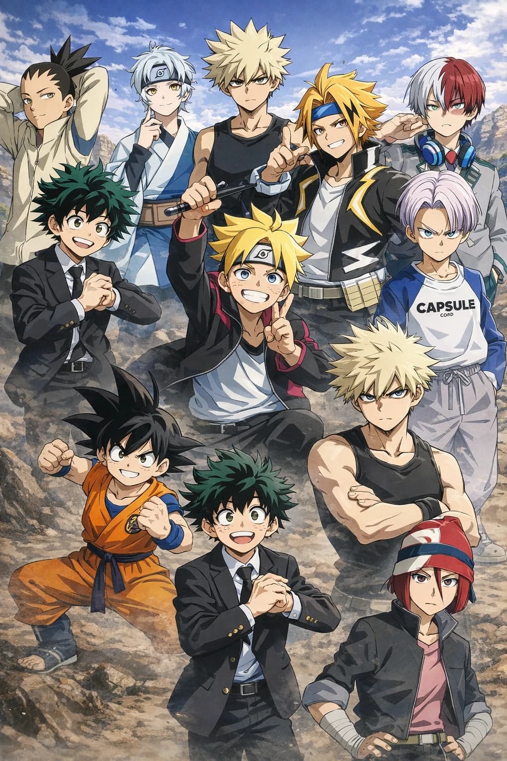 Thumbnail of Goku and Vegeta and Naruto and sanji and zoro and Minato and Sasuke and Sakura and Bulma