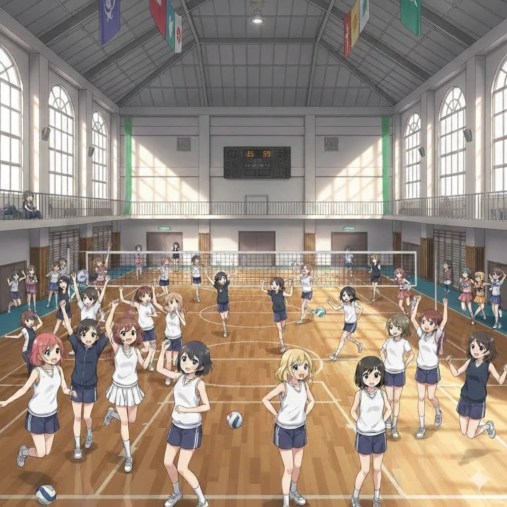Thumbnail of New male physical education teacher at the girls' school gym.
