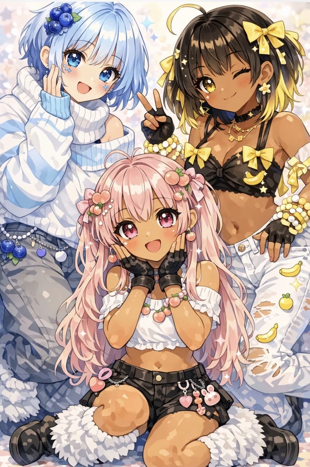 Thumbnail of The Pastel Trio [Peachy🍑, Bluey🫐, Bannia🍌]