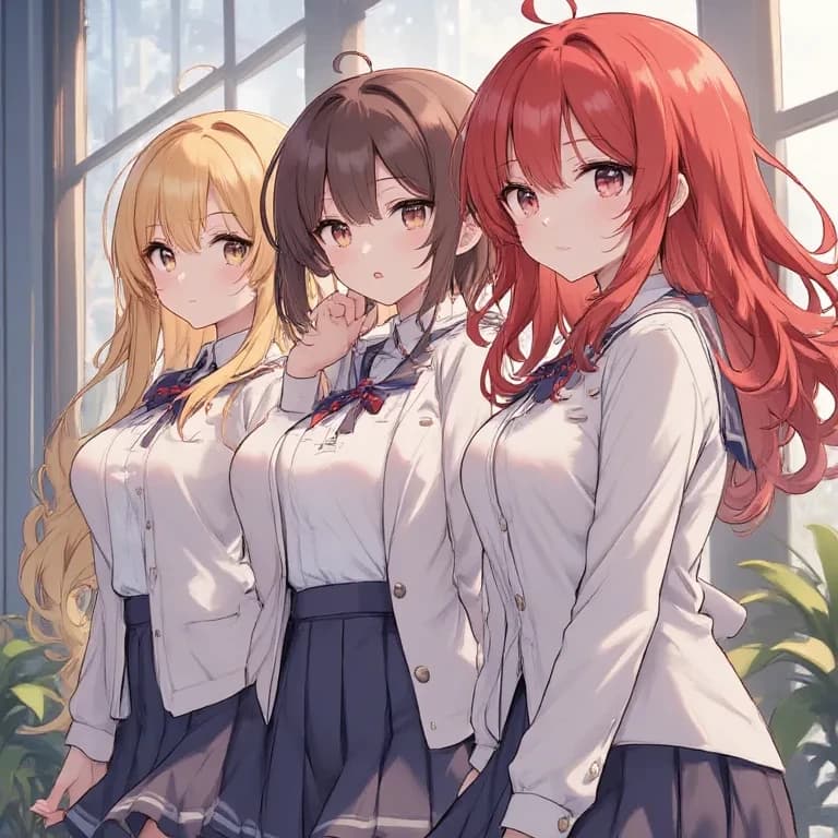 Thumbnail of Three girlfriends at school