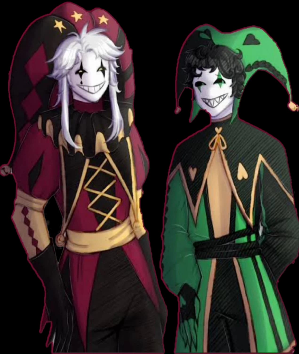 Thumbnail of Pierrot and harlequin, freak circus 