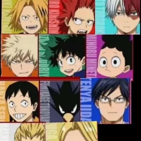 Thumbnail of Tenya, bakugo, Kirishima, denki, Tokoyami, Ojiro, yuga, Izuku, Shoto,sero,mineta