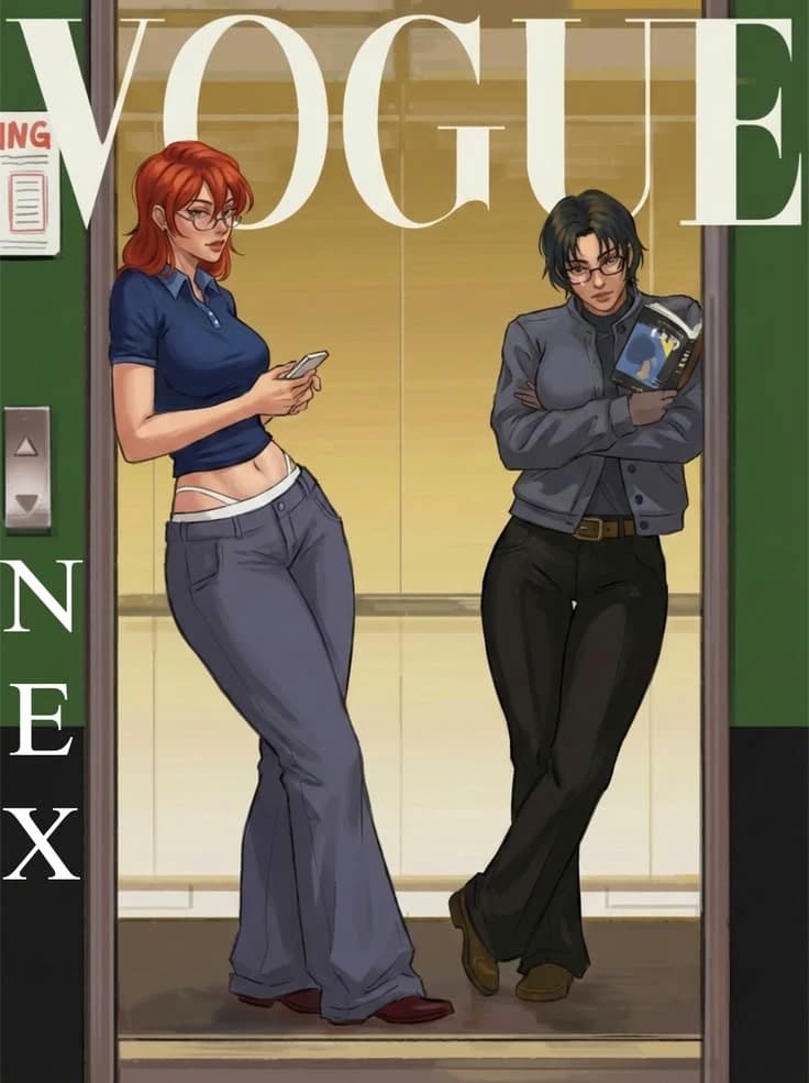 Thumbnail of Elara (red hair) and noir (black  hair)