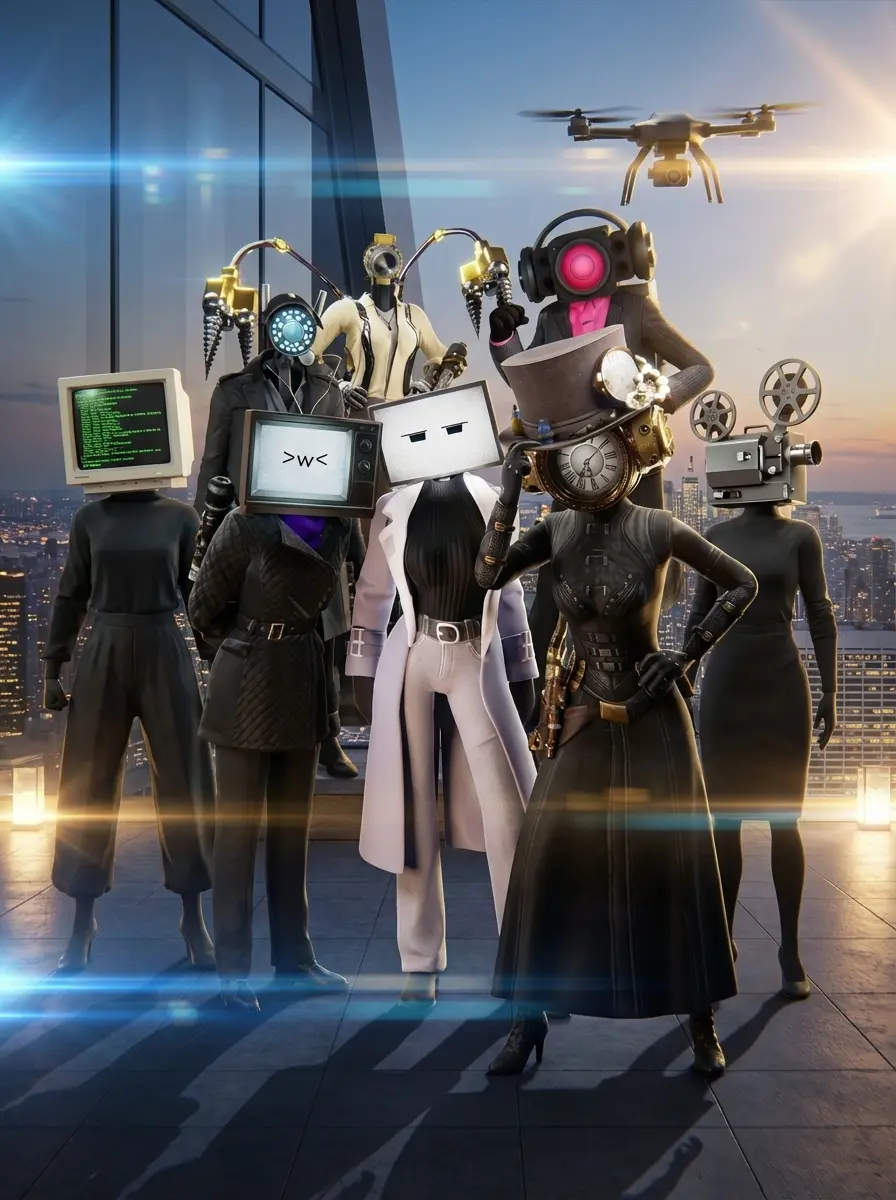 Thumbnail of Camera woman, Drill woman, Speaker woman, TV woman, Computer woman, Clock woman