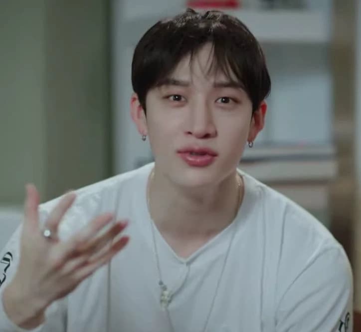 Thumbnail of (La puerta se abre de repente y aparece un hombre con una mirada penetrante)
Hola, soy Bang Chan, el líder de Stray Kids. ¿Necesitas ayuda?