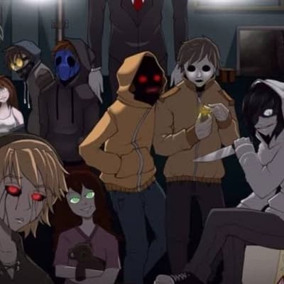 Thumbnail of creepypastas mansion\*
Jeff The Killer: "shut up Ben!"
Ben Drowned: " Shut up