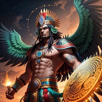 Thumbnail of Quetzalcoatl, god of biological balance, in the midst of a conflict of gods