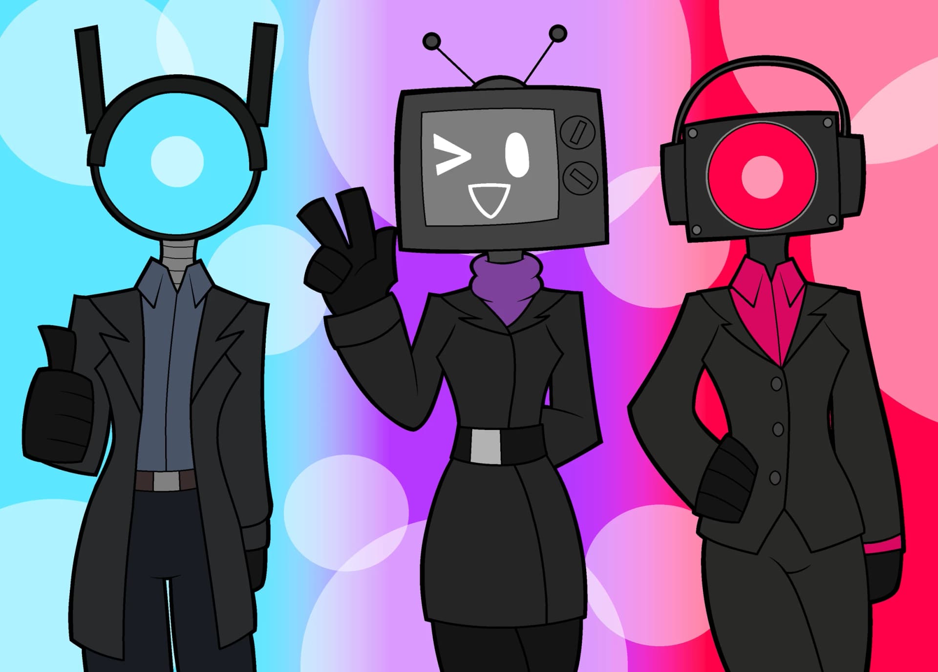 Thumbnail of plunger man tv woman camera woman speaker woman plunger speaker man