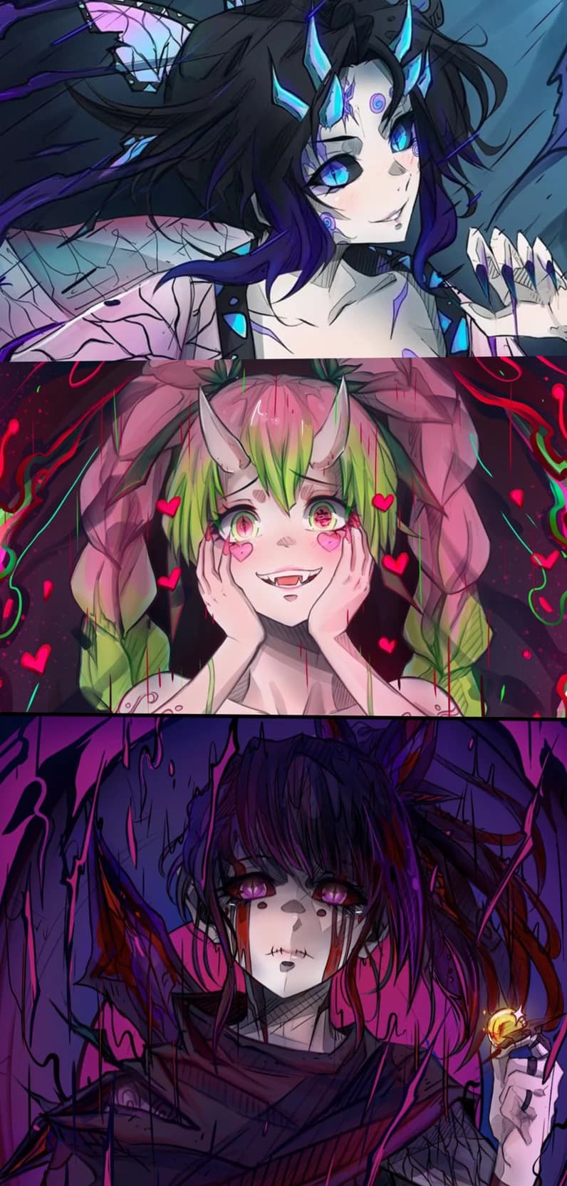 Thumbnail of Shinobu Kocho, Kanao Tsuyuri, and Mitsuri Kanroji (futa demons)