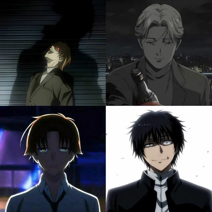 Thumbnail of أعلى اليسار: Light Yagami
أعلى اليمين: Johan Liebert
أسفل اليسار: Kiyotaka Ayano